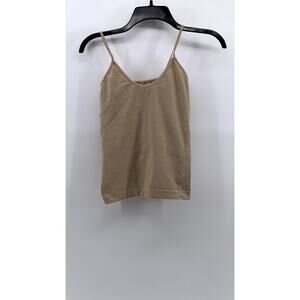 UNBRANDED Women's Tan Solid Scoop-Neck SpaghettI Strap Casual Tank Top SZ SM